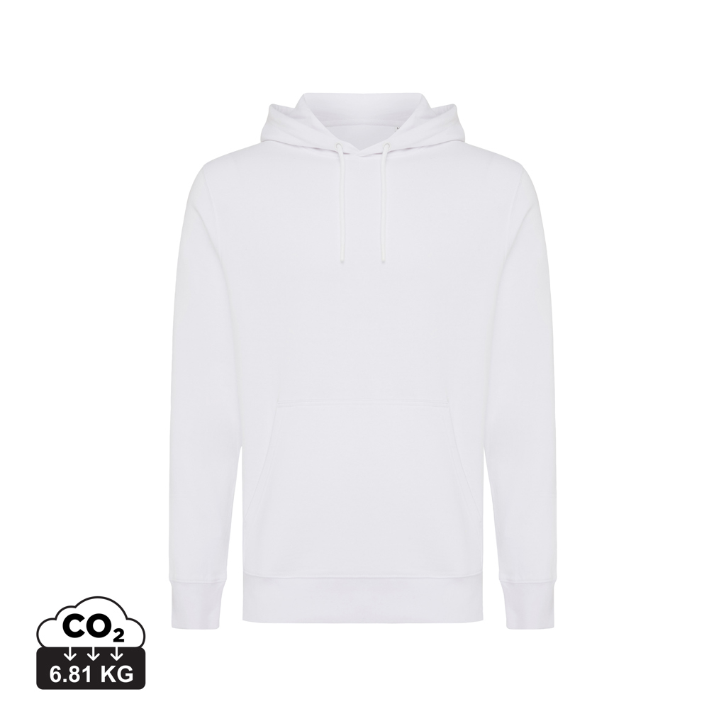 Sweat à capuche unisexe promotionnel coton bio Rila Iqoniq recycled white
